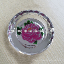 2015 Luxury peony Crystal ashtray with customized printing.